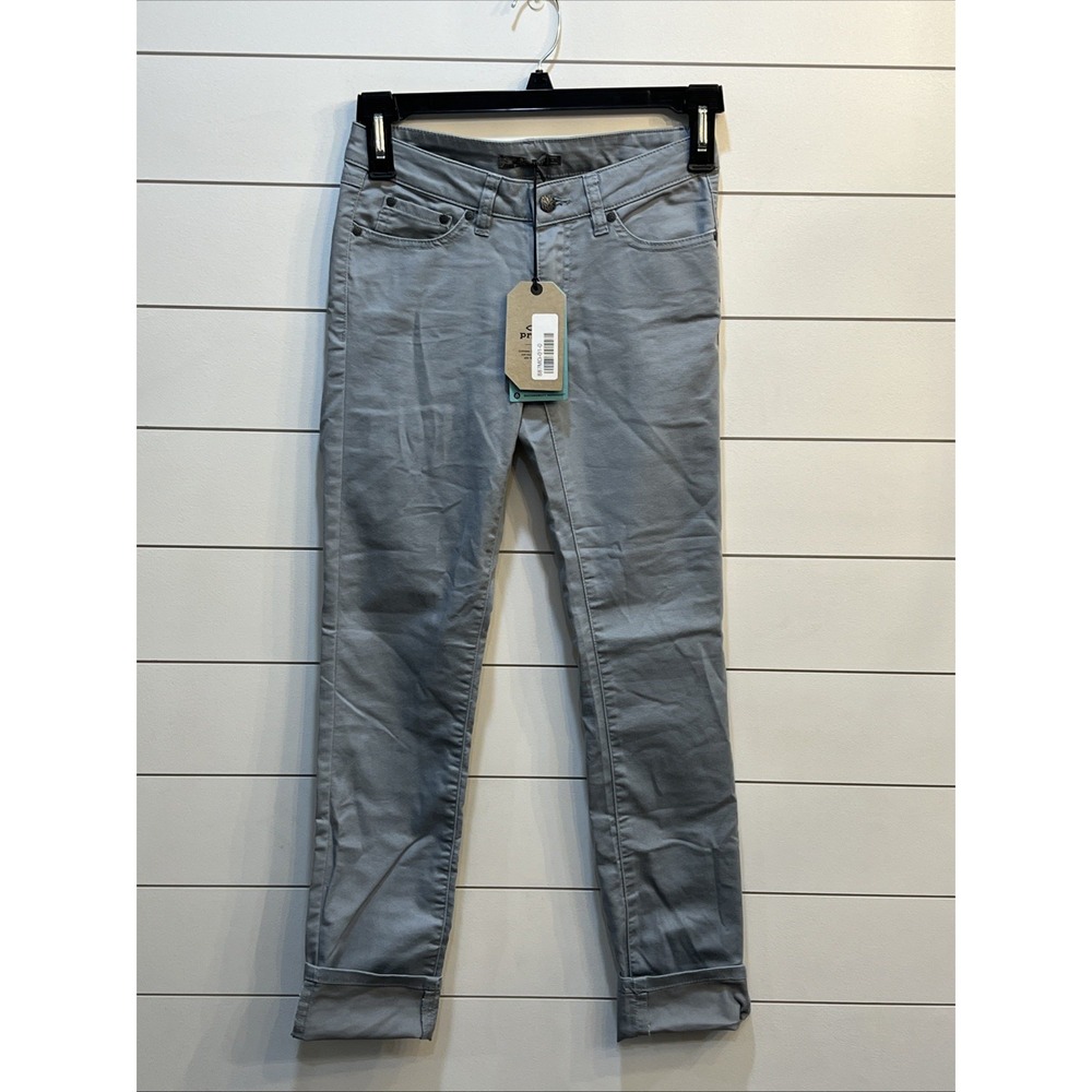 NWT prAna Kara Slim Skinny Jeans Agave sz 0/25 Gray Blue Pants Stretch Outdoors